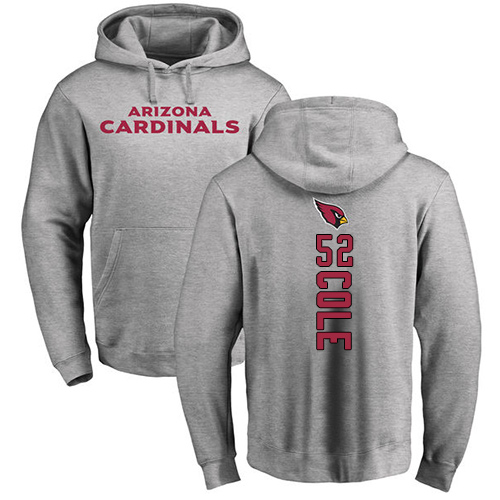 Arizona Cardinals Men Ash Mason Cole Backer NFL Football #52 Pullover Hoodie Sweatshirts